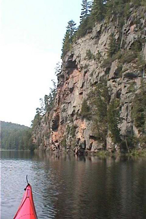 Much closer. This wall is typical of the orange iron stains on the gneiss we will see later. 