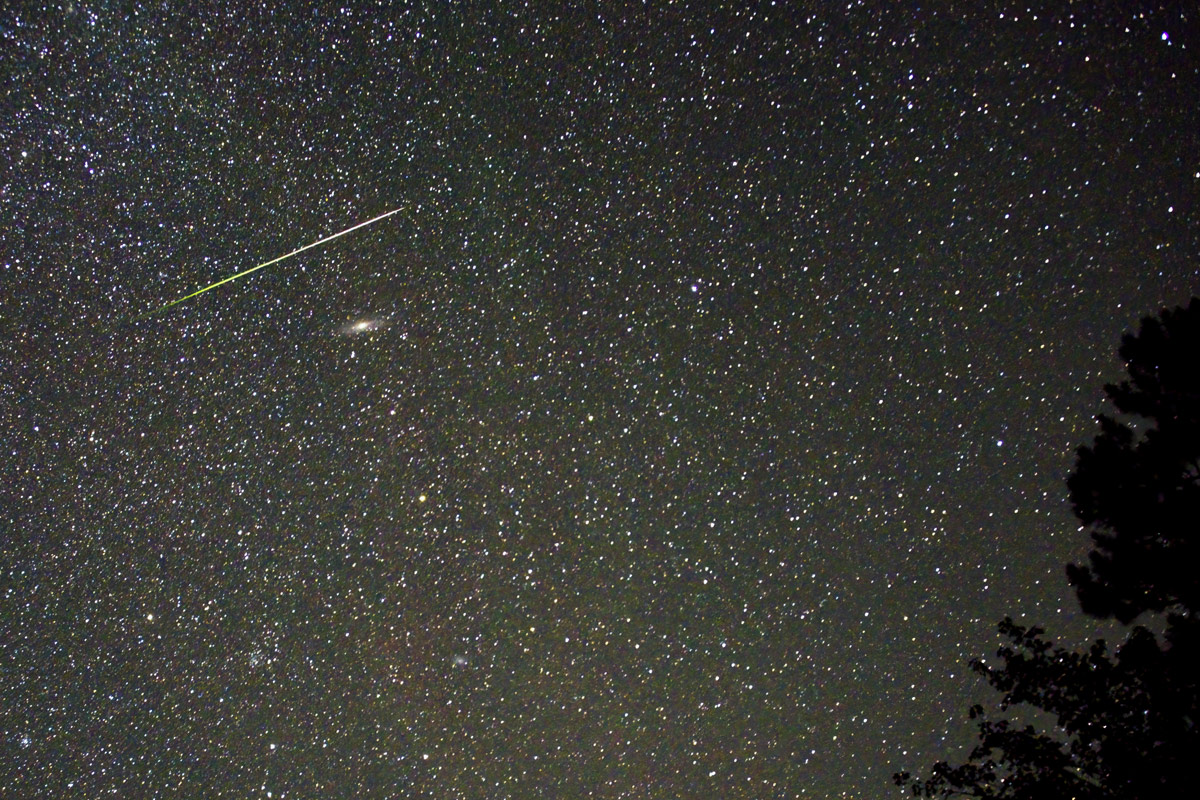 Aug. 15, 2021   Another  meteor arrived in the same frame as the Andromeda nebula