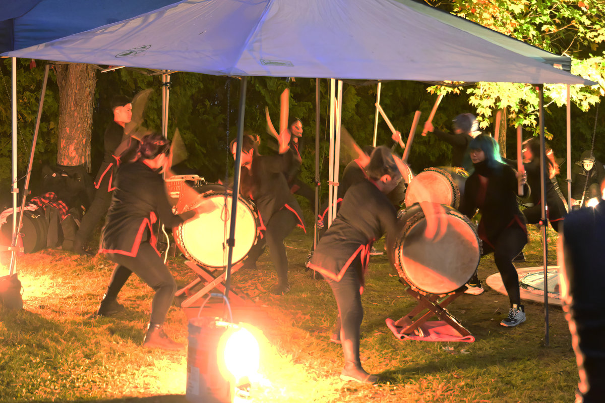 Taiko Drummers in "full swing"
